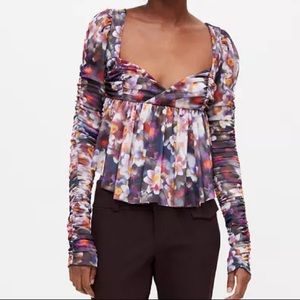 UO Sheer Floral Babydoll Blouse